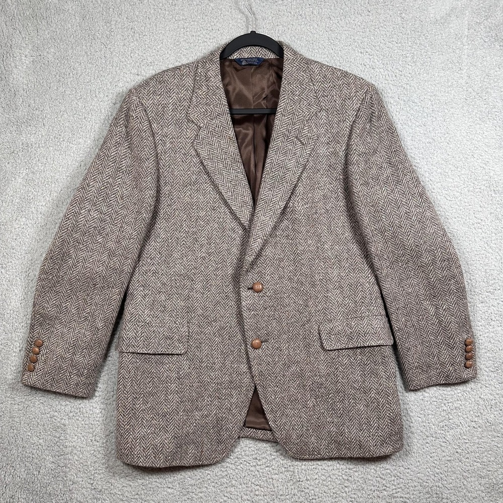 Vintage Kuppenheimer Jacket Mens 42R Brown Herringbone Wool Sport‎ Coat Made USA